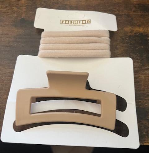 Rectangle Clip and Hair Tie Set