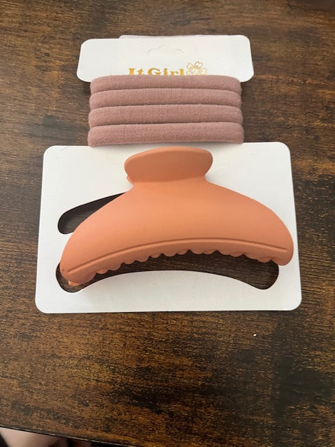 Oval Clip and Hair Tie Set