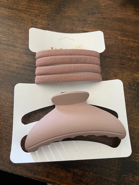 Oval Clip and Hair Tie Set