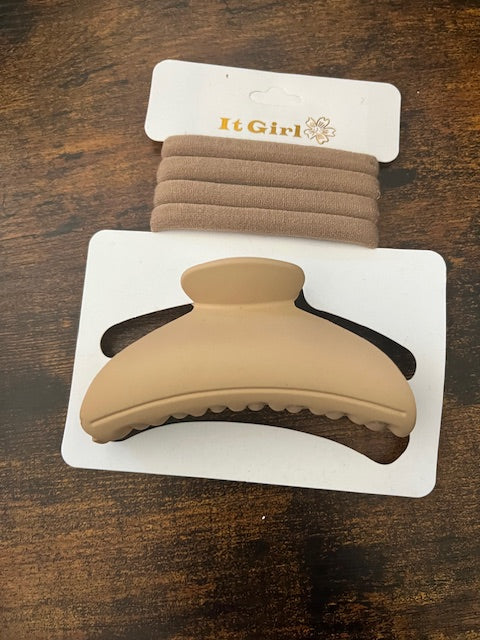 Oval Clip and Hair Tie Set