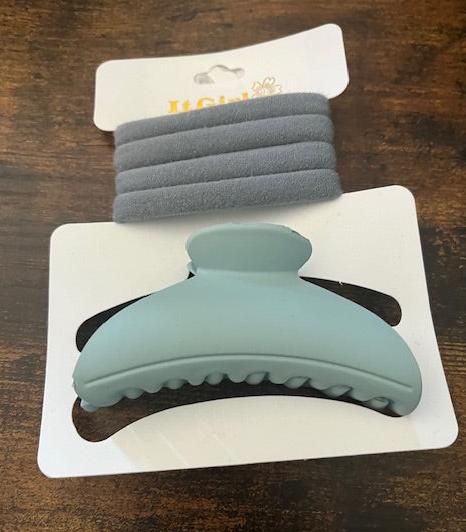 Oval Clip and Hair Tie Set
