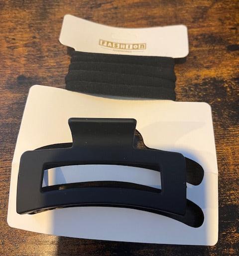 Rectangle Clip and Hair Tie Set