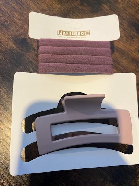Rectangle Clip and Hair Tie Set