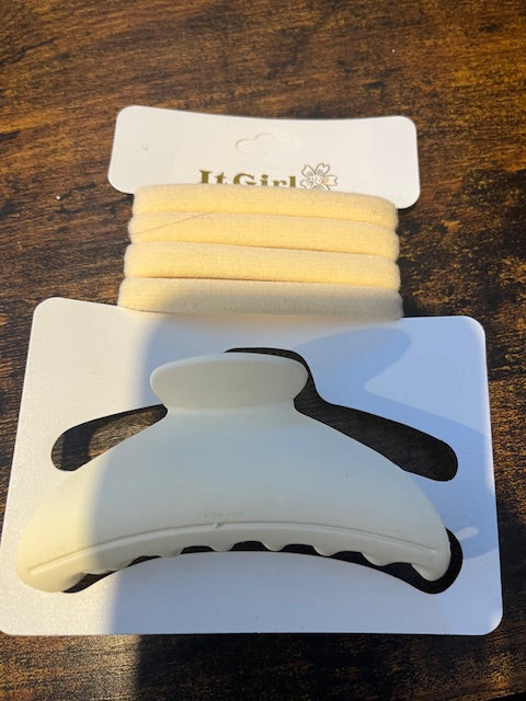 Oval Clip and Hair Tie Set